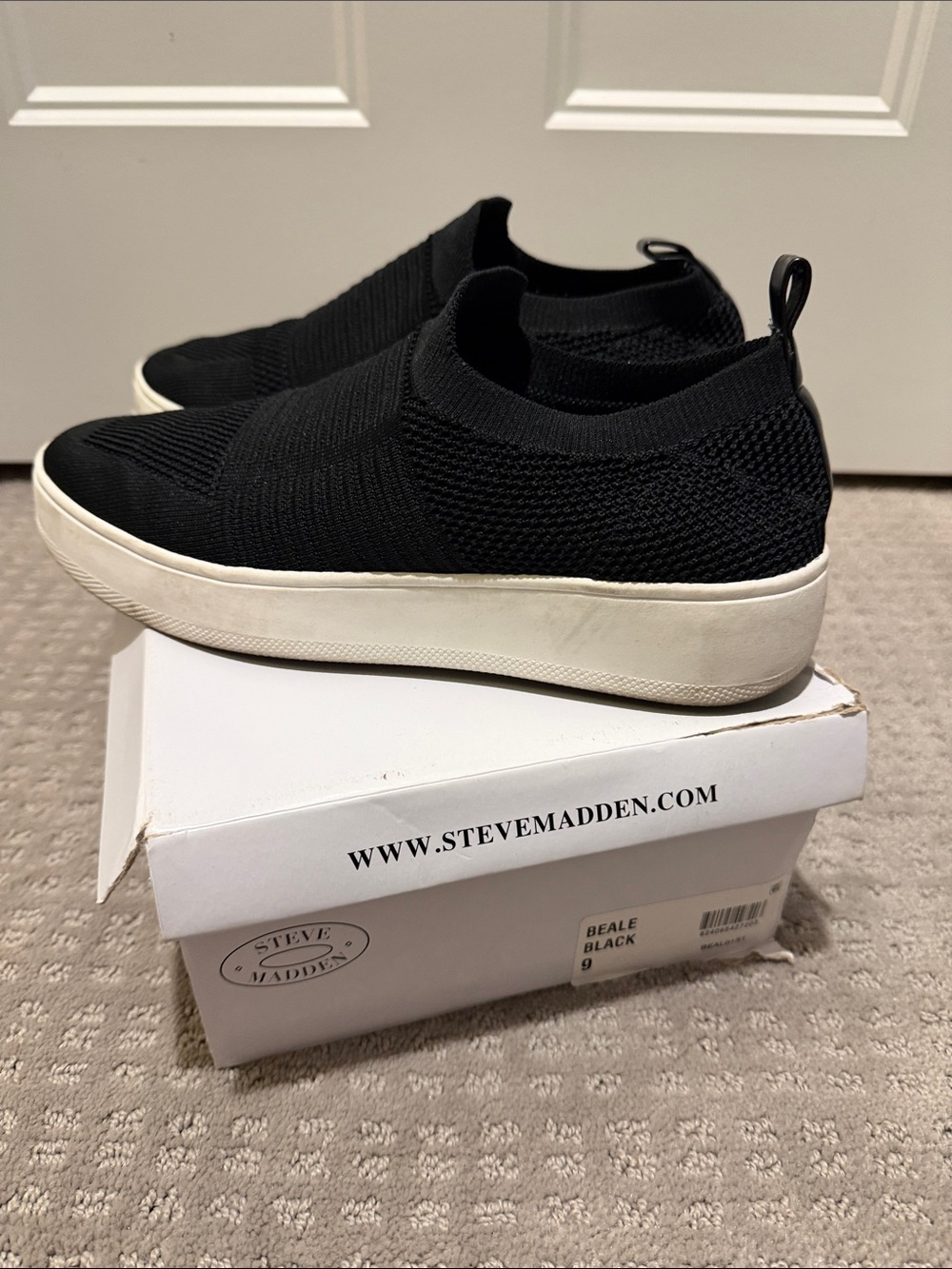 Steve Madden Black Knit Slip-On Platform Sneakers